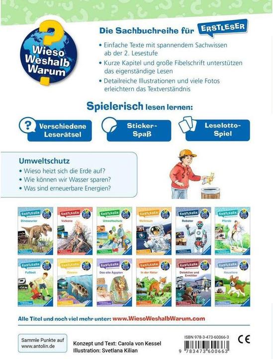 Productafbeelding Ravensburger Wieso? Weshalb? Warum? Erstleser, Band 13: Umweltschutz (Duits, Carola von Kessel, Svetlana Kilian, 2024)