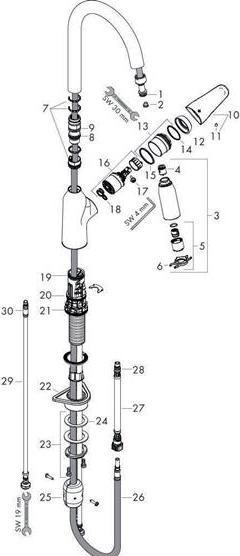 Produktbild hansgrohe Focus M42 Einhebel-Küchenarmatur 180, Ausziehbrause, 2 Strahlarten
