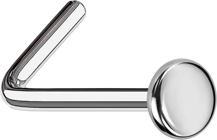 Star Piercing Nasenstecker gewinkelt silber mit Teller (ohne Messing, Titan G23)