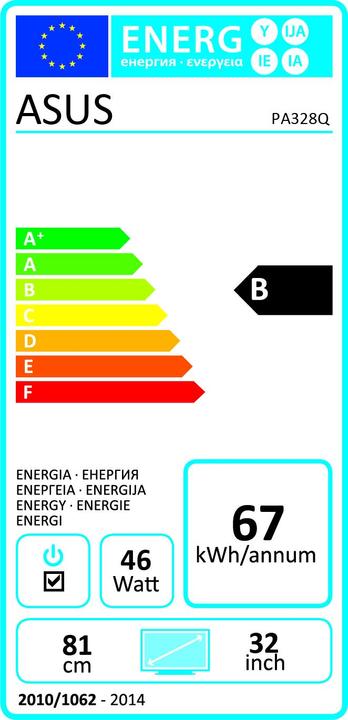 Energie-Label ASUS ProArt PA328Q (3840 x 2160 Pixel, 32")