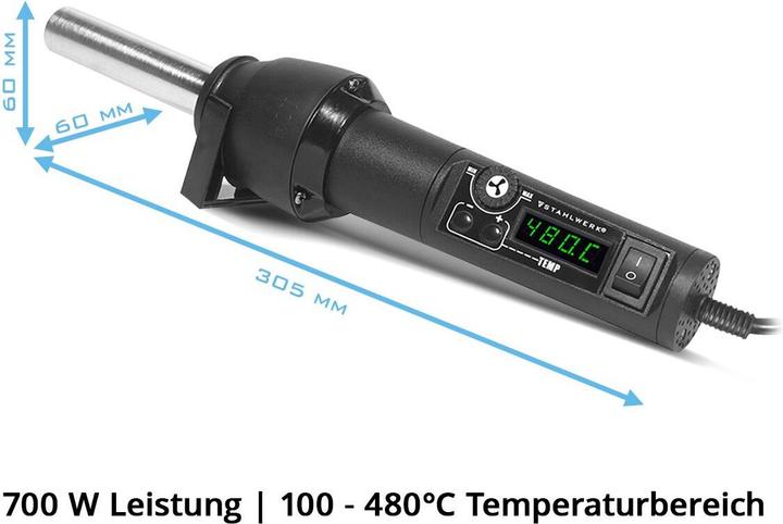 Produktbild Stahlwerk Lötstation Heissluftgebläse HLG-480 ST mit 700 W und 100-480°C Lötgerät