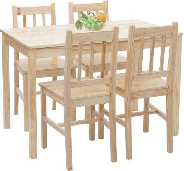 Produktbild Mendler Esszimmer-Set, Sitzgruppe Esszimmergruppe, Massiv-Holz Landhaus 110cm - Kiefer lasiert
