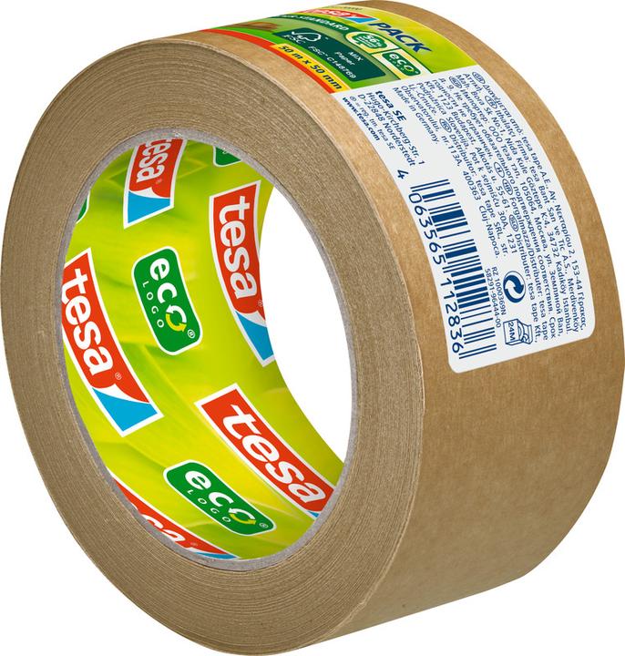 Actual product image tesa tesapack PAPER STANDARD packaging tape - 56 % bio-based material - recycling-friendly (50 mm)