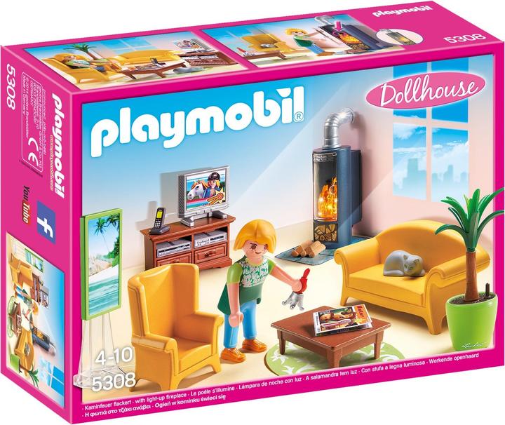 Produktbild Playmobil Wohnzimmer mit Kaminofen (5308, Playmobil Dollhouse)