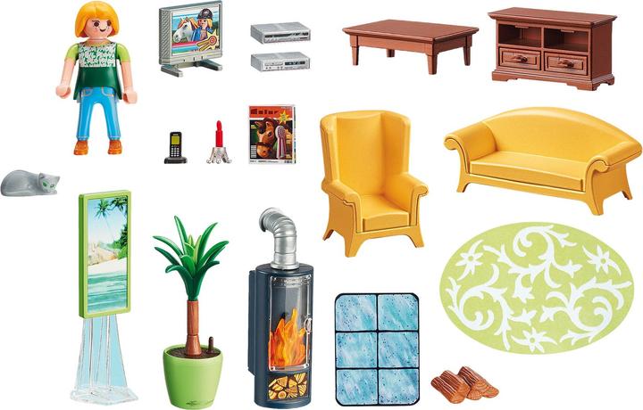 Produktbild Playmobil Wohnzimmer mit Kaminofen (5308, Playmobil Dollhouse)