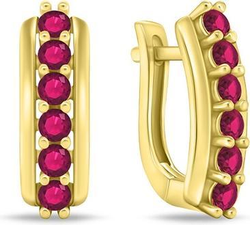 Actual product image Brilio Silver - Stunning gold plated earrings with fuchsia zircons EA543YR