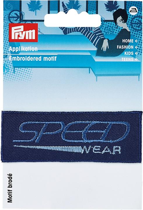 Actual product image Prym Jeans label appliqué, rectangular, speed, blue (1 x)