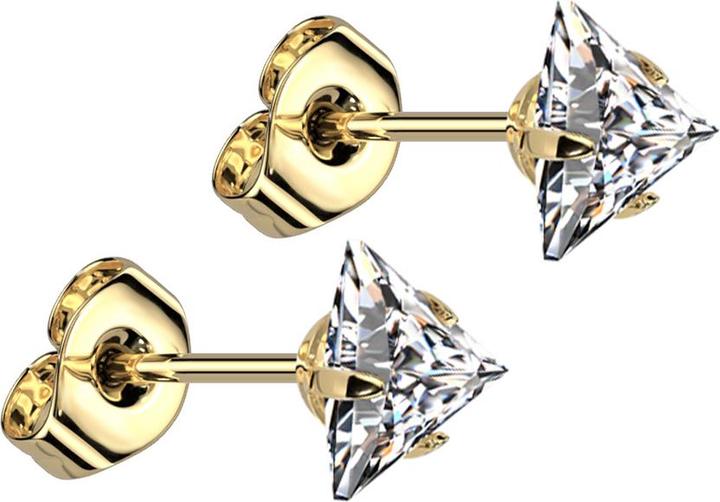 Star Piercing Ohrstecker vergoldet mit dreiecks Kristall silber (Chirurgenstahl 316L)