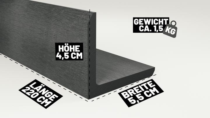 Produktbild Endorphin ® WPC Abschlussleisten 5er Set Hellgrau 220cm Winkelprofil 5,5 x 4,5cm (5 x)