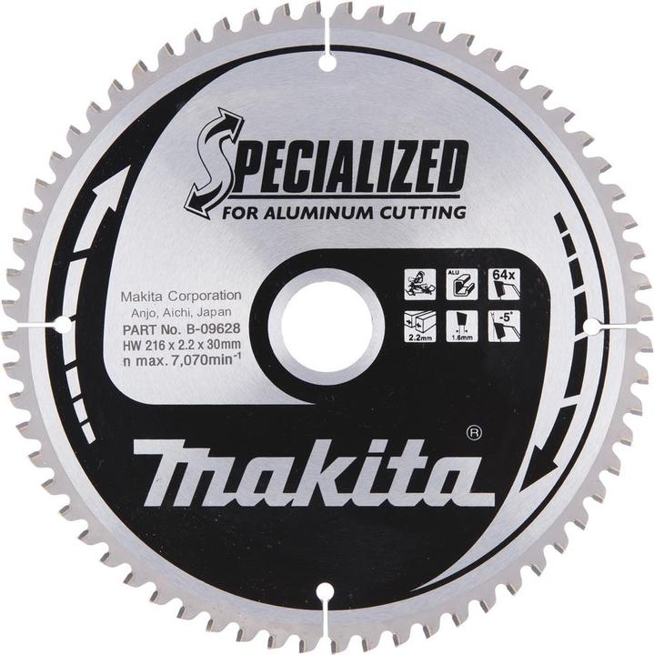 Makita B-09628 216 mm x 30 mm x 64 teeth specialised aluminium mitre saw blade