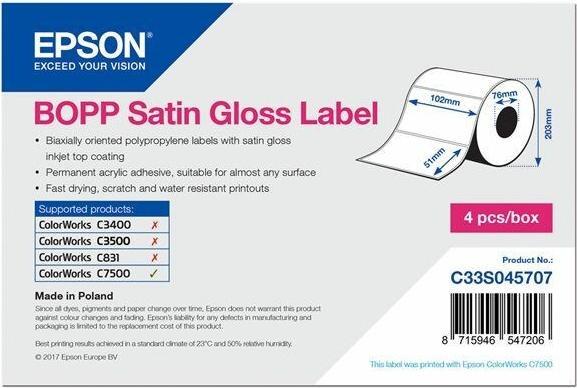 Actual product image Epson Premium Permanent Acrylic Sticker, Silk Gloss, Die Cut, Dual Axis Aligned Propylene Label