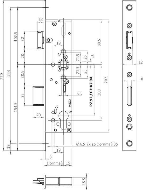 Actual product image BKS Panic tubular frame mortise lock B 1826 (Mortise lock)