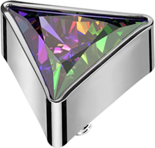 Star Piercing Dermal Anchor dreieck silber Kristall dunkel multicolor (ohne Messing, Titan G23)