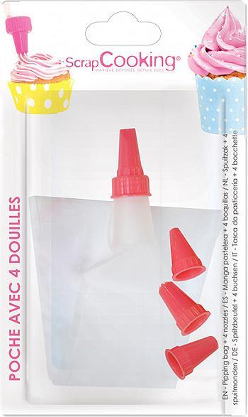 Produktbild ScrapCooking Spritzsack mit 4 Aufsätzen (Spritzbeutel Set)