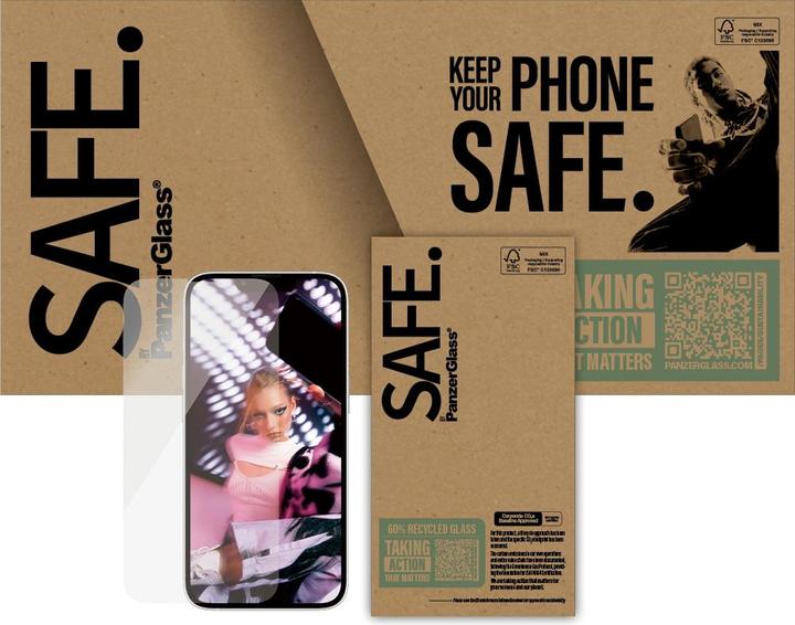 Produktbild PanzerGlass SAFE. by ® Displayschutz iPhone SE (2025) | 14 | 13 | 13 Pro | Ultra-Wide Fit (1 Stück, Apple iPhone 14, Apple iPhone 13 Pro, Apple iPhone 13, Apple iPhone 16e)