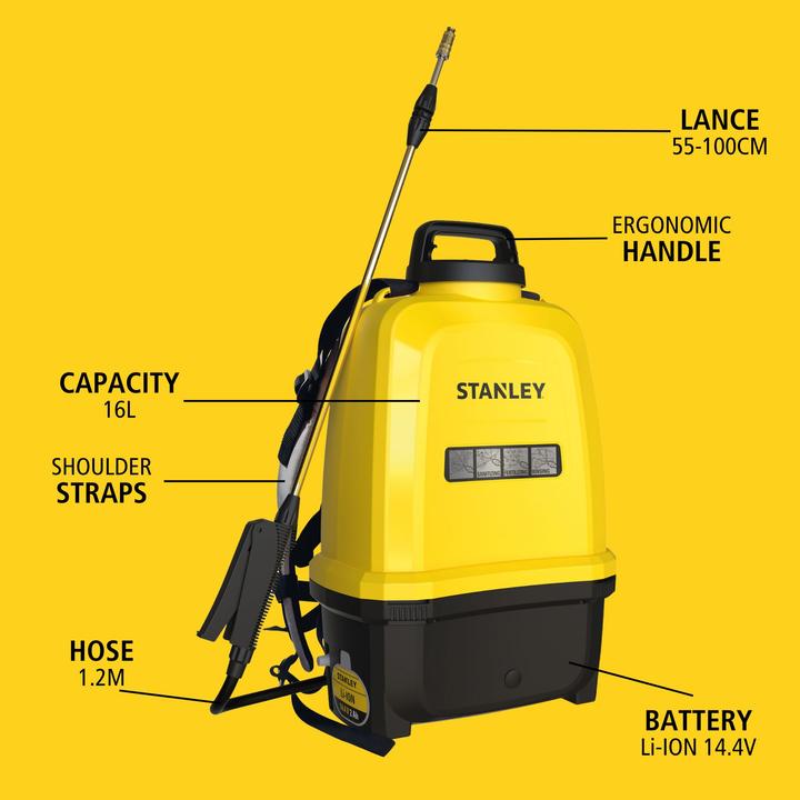 Actual product image Stanley Battery-powered backpack spray pump 16 litres 14.4 V2 Ah (16 l)