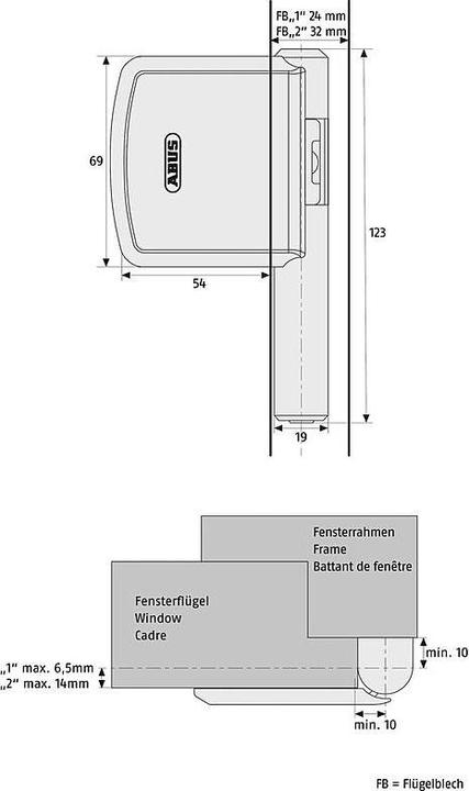 Image du produit Abus FAS101 B EK ABFS27952 Sécurité latérale des charnières