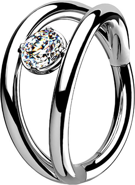 Produktbild Star Piercing Micro Segmentring klappbar silber doppelring mit Kristall (ohne Messing, Chirurgenstahl 316L)