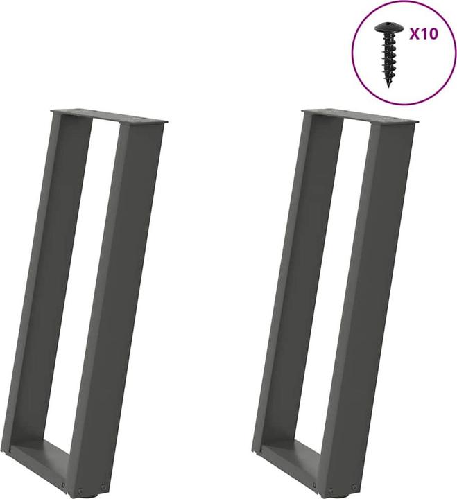 Produktbild VidaXL Couchtischbeine U-Form 2 Stk. Anthrazit 30x(30-31) cm Stahl Tischbein
