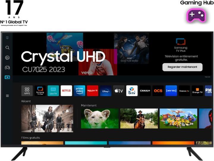 Image du produit Samsung TV Crystal UHD 50" 50CU7025 2023, 4K, Smart TV (50", LED, 4K, 2024)