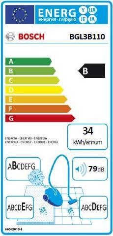 Etichetta energetica Bosch Hausgeräte BGL 3 B 110
