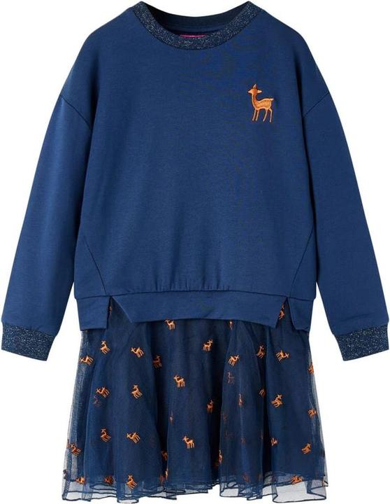 VidaXL Kinderkleid mit Langen Ärmeln Marineblau 128,Material: 95 (128)