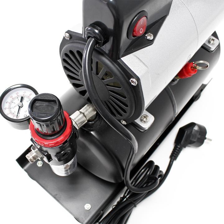 Actual product image Wiltec Airbrush Compressor AF186A 4 bar Single Cylinder Compressor with Automatic Switch-off and Air Tank (4 bar, 3 l)