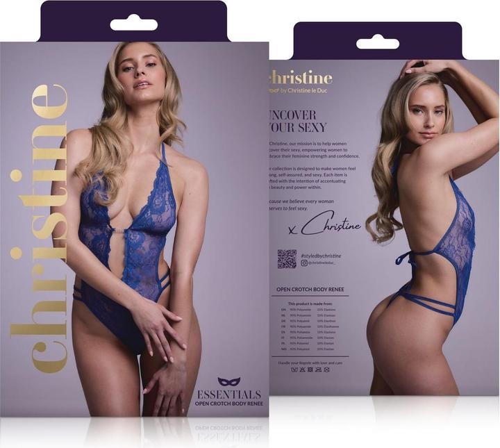 Image du produit Christine Le Duc Spitze Body mit offenem Schritt Renee blau (S, M)