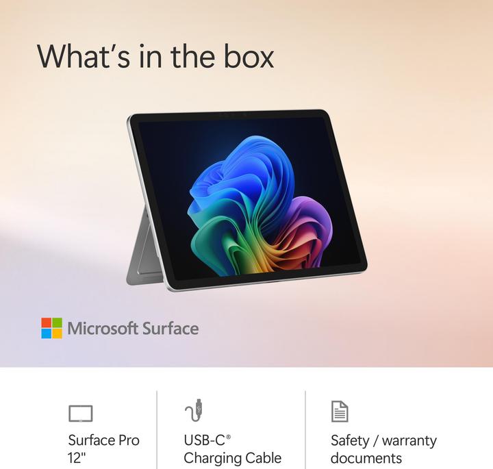 Immagine prodotto Microsoft Surface Pro – Copilot+ PC - 12" (Netzteil separat erhältlich) (12", Snapdragon X Plus X1P-42-100, 16 GB, 512 GB, Senza layout di tastiera)