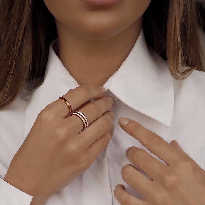 Immagine prodotto Daniel Wellington Anello classico satinato in oro rosa bianco 58 (58, Acciaio)