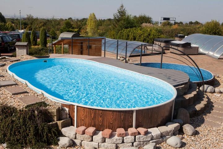 Actual product image Poolomio Oval mosaic pool liner 730 x 370 x 120 cm | 0.3 mm