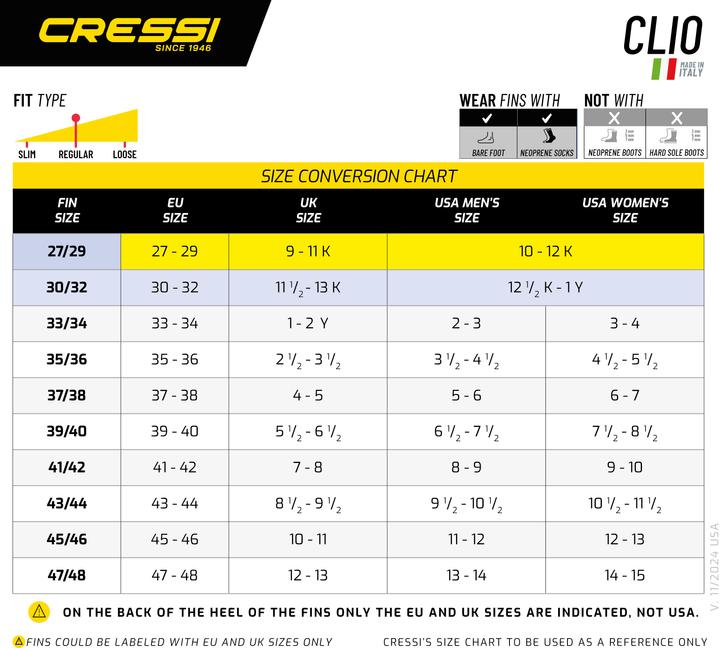 Nährwerte und Zutaten Cressi Clio (37 - 38)