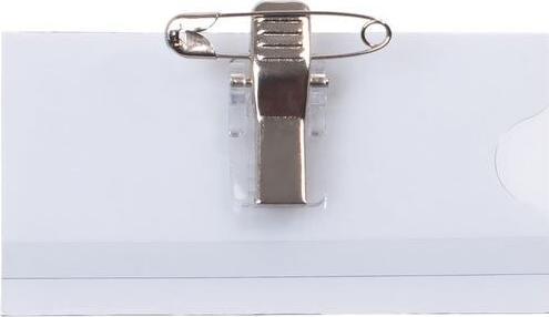 Actual product image pavo Name badge, with combination clip, 40 x 75 mm
