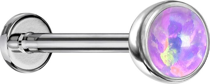 Star Piercing Micro Threadless Labret silber Halbkugel mit Opal violett (Titan G23, ohne Messing)
