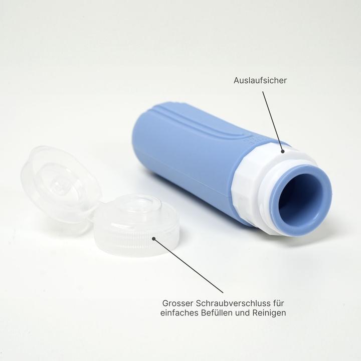 Immagine prodotto Hermex Set di 4 flaconi da viaggio per shampoo da spremere (Set manicure, Sacchi liquidi, Prodotto per l'igiene)