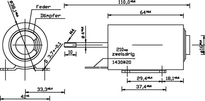 Produktbild Tremba ZMF-3864d.002-24VDC,100% Hubmagnet drückend 2 N 42 N 24 V/DC 16.8 W