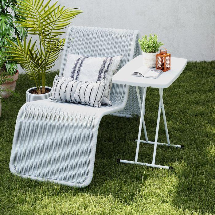 Produktbild Swisshandel24 Beistelltisch höhenverstellbar, klappbar Kunststoff, 50kg belastbar, 76x50x74H cm Weiss