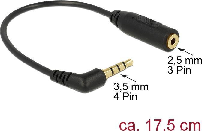 Image du produit Delock fiche jack 4 broches - prise jack 3 broches (0.18 m, 2,5 mm)