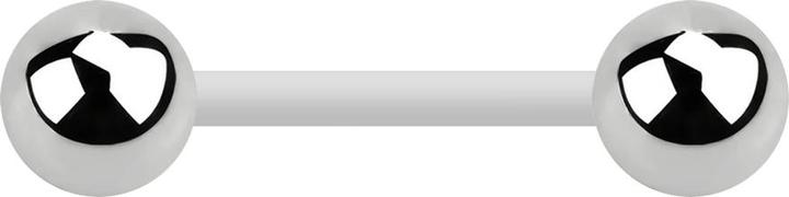 Immagine prodotto Star Piercing Barbell bianco con due palline argentate (Bioflex, senza ottone, Acciaio chirurgico 316L)