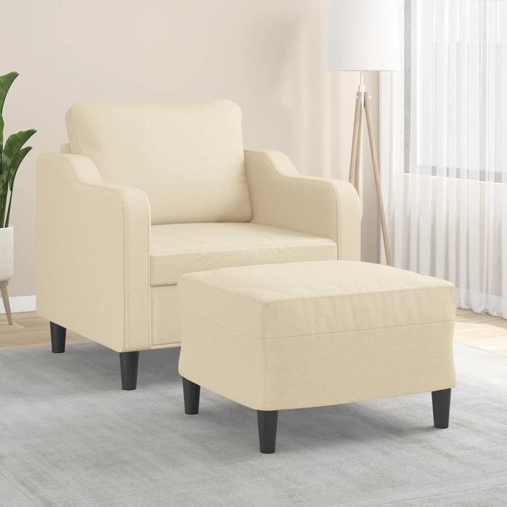 Produktbild VidaXL Sessel mit Hocker Relaxsessel Fernsehsessel Polstersessel Creme Stoff