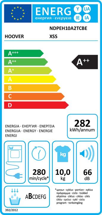 Energie-Label Hoover H-DRY 500 NDPEH10A2TCBEXSS (10 kg, Links)