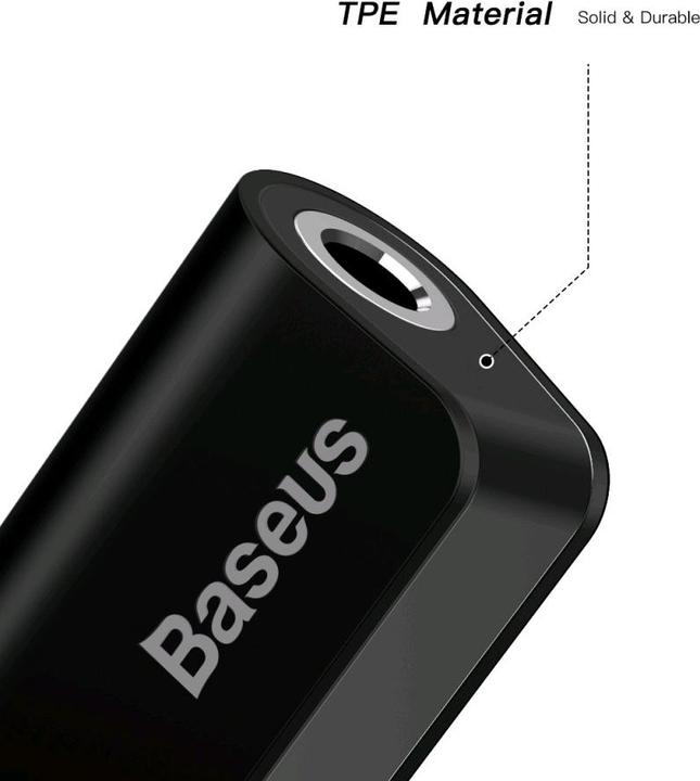Actual product image Baseus L32 IP Male to 3.5mm+IP Female Adapter Black (3.5mm jack, Lightning)
