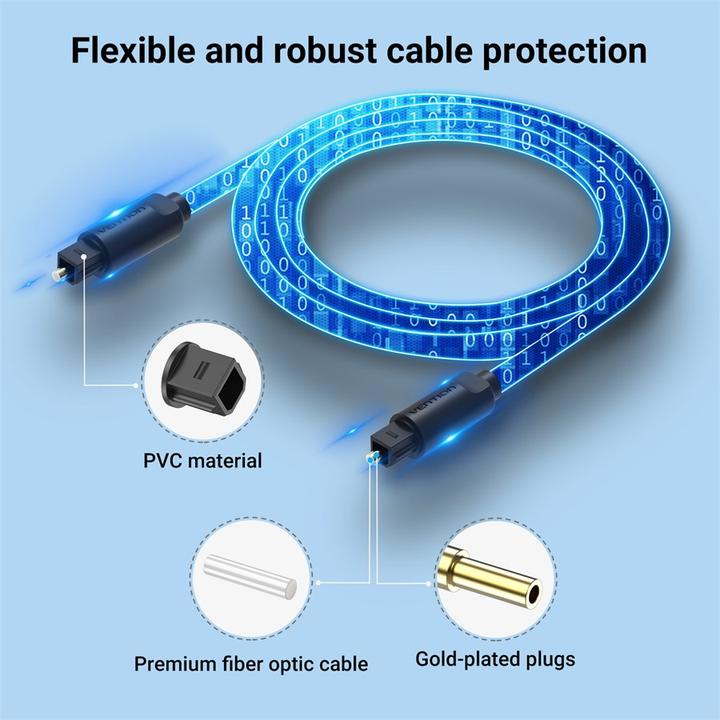 Produktbild Vention Glasfaser-Audiokabel Toslink, ST-ST, schwarz - 2m (2 m, Optisch)