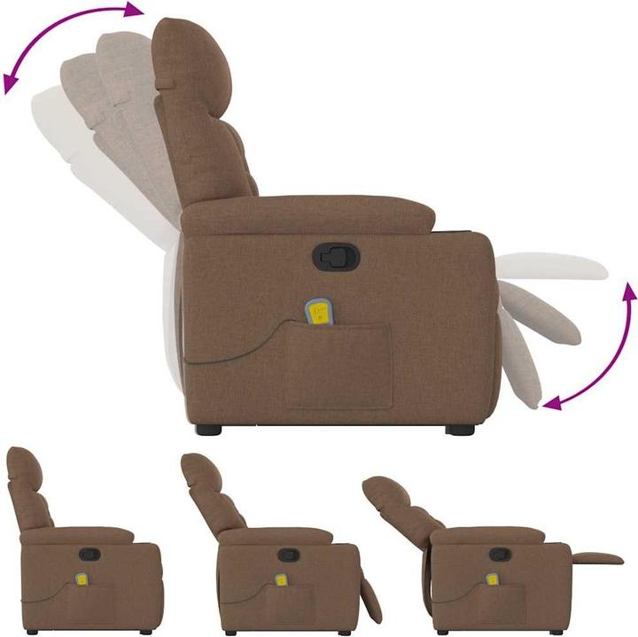 Immagine prodotto VidaXL Poltrona massaggiante con ausilio stand-up in tessuto marrone
