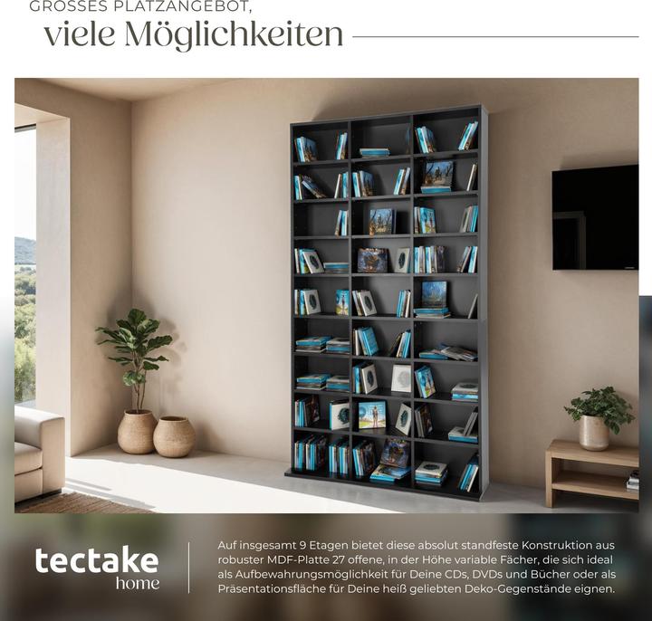 Produktbild tectake CD Regal (102 x 23.5 x 180 cm)