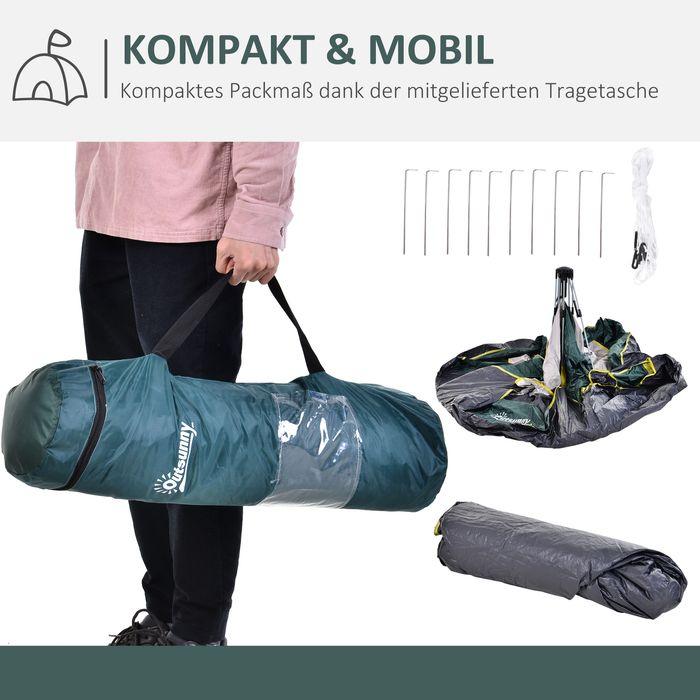 Produktbild Swisshandel24 Zelt für 3 Personen, Campingzelt mit Heringen, Kuppelzelt, Polyester, Grün, 205 x 195 x 135 cm (Kuppelzelt, 3.20 kg, 3 Personen)