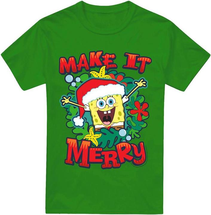 Spongebob Squarepants Make It Merry TShirt weihnachtliches Design (M)