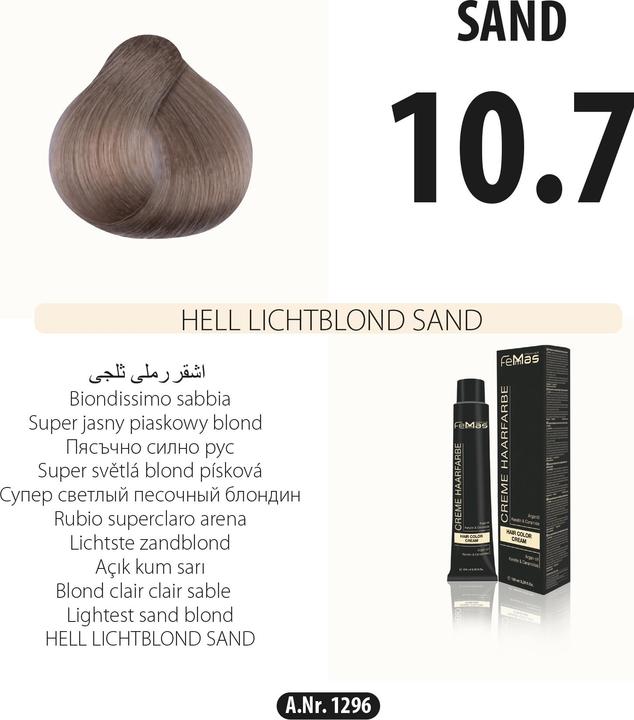 FemMas 10.7) Haarfarbe Hell Lichtblond Sand 100ml (Hell Lichtblond Sand)