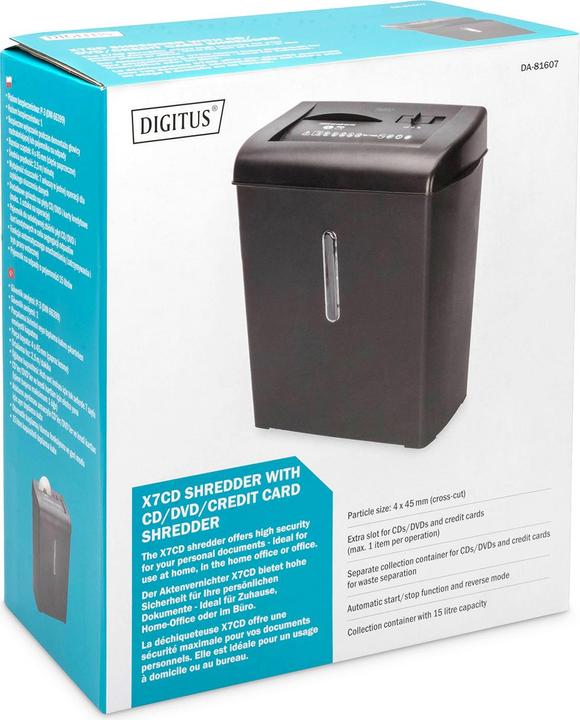 Produktbild Digitus Paper Shredder X7 with CD (Partikelschnitt)