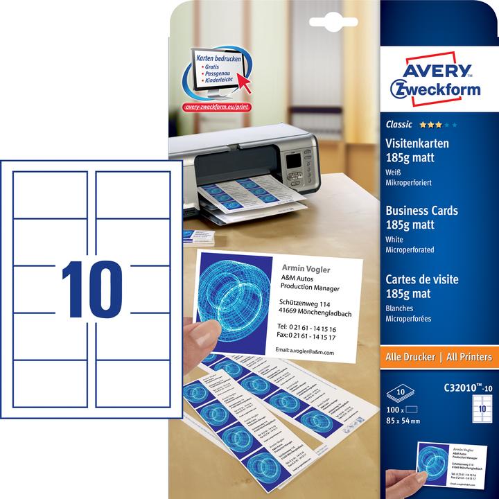 Produktbild Avery Klassisch (185 g/m², 10 x, A4)